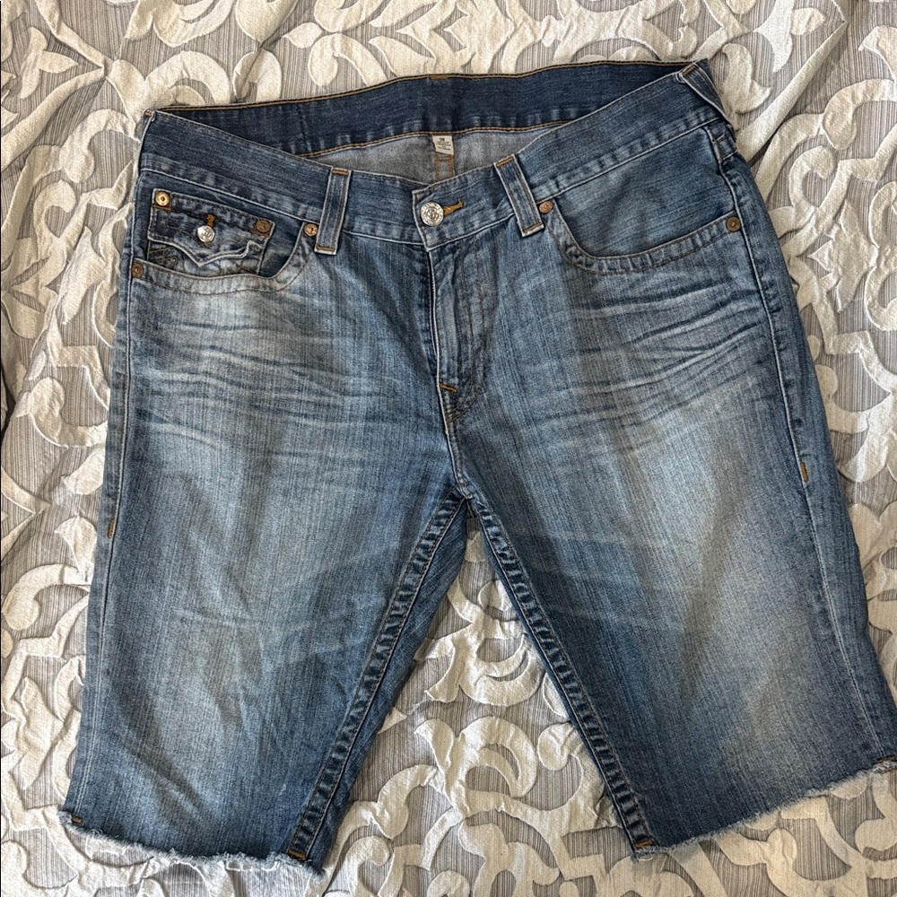 Classic Blue Denim Shorts for Men, by true religion